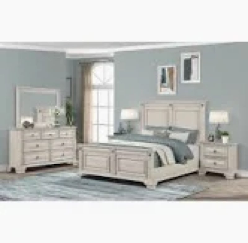 Only mirror-Raddison Solid Wood Standard 5 Piece Bedroom Set Bed Size: Queen, Color: Distressed Parchment