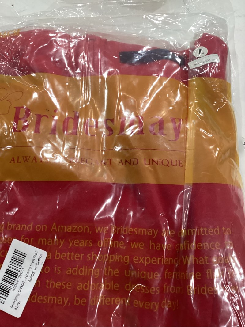 Condition photo showing New/Like New for Bridesmay Women's Cocktail Dresses A-Line Midi Wedding Guest Dress for Tea Party-Holiday Party Large Red