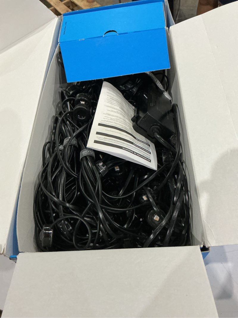 Condition photo showing As Is for enbrighten eternity permanent outdoor lights, 150ft with 108 rgbwic led lights, app?controlled, cuttable, christmas, accent & year?round eave lighting, works with alexa & google home, 85103 150ft black