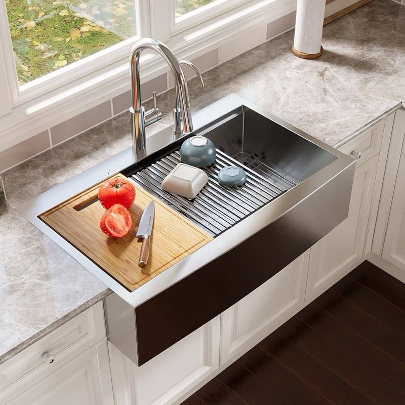 DeerValley 36 Inch Farmhouse Sink, 36x22 Stainless Steel Farmhouse