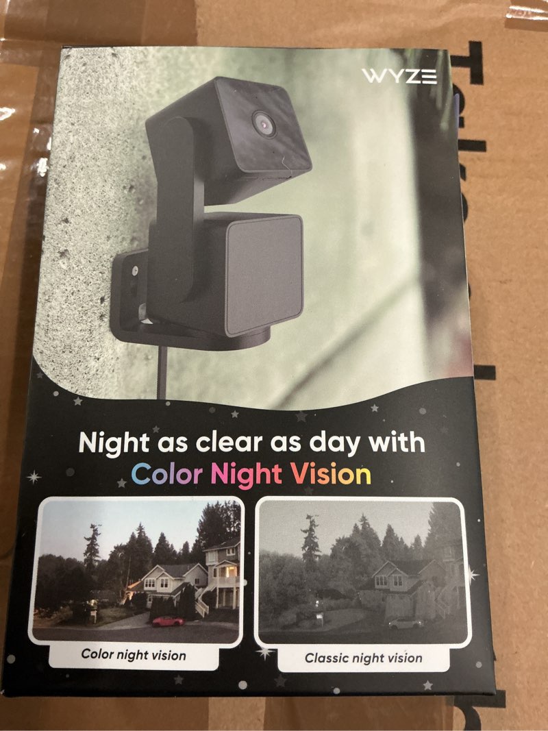 Condition photo showing New/Like New for wyze cam pan v3 indoor/outdoor ip65 1080p 360° pan/tilt/zoom wifi smart home security camera, motion tracking for baby/pet, color night vision, works with alexa&google assistant, free expert setup black 1-pack
