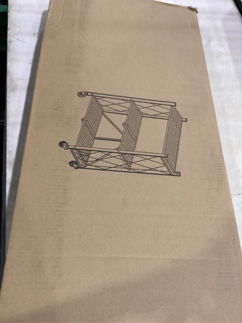Condition photo showing Good Condition for 3 tier foldable storage shelf with wheels, heavy duty collapsible metal shelf rack folding bookshelf, no assembly rolling cart for kitchen, pantry, closet, office, bathroom, garage organizer, black