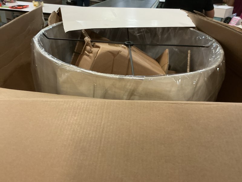 Condition photo showing As Is for 60.5"x18" cut off base floor lamp black/brown metal/wood - threshold™