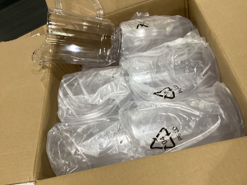 Condition photo showing New/Like New for Tessco for you 12 Pcs Plastic Pitchers 60 Ounce Clear Restaurant Jug Large Water Pitcher Carafe Serve Milk Tea Juice Drink for Parties Container Dispenser Beer Jar (Classic) Classic 12