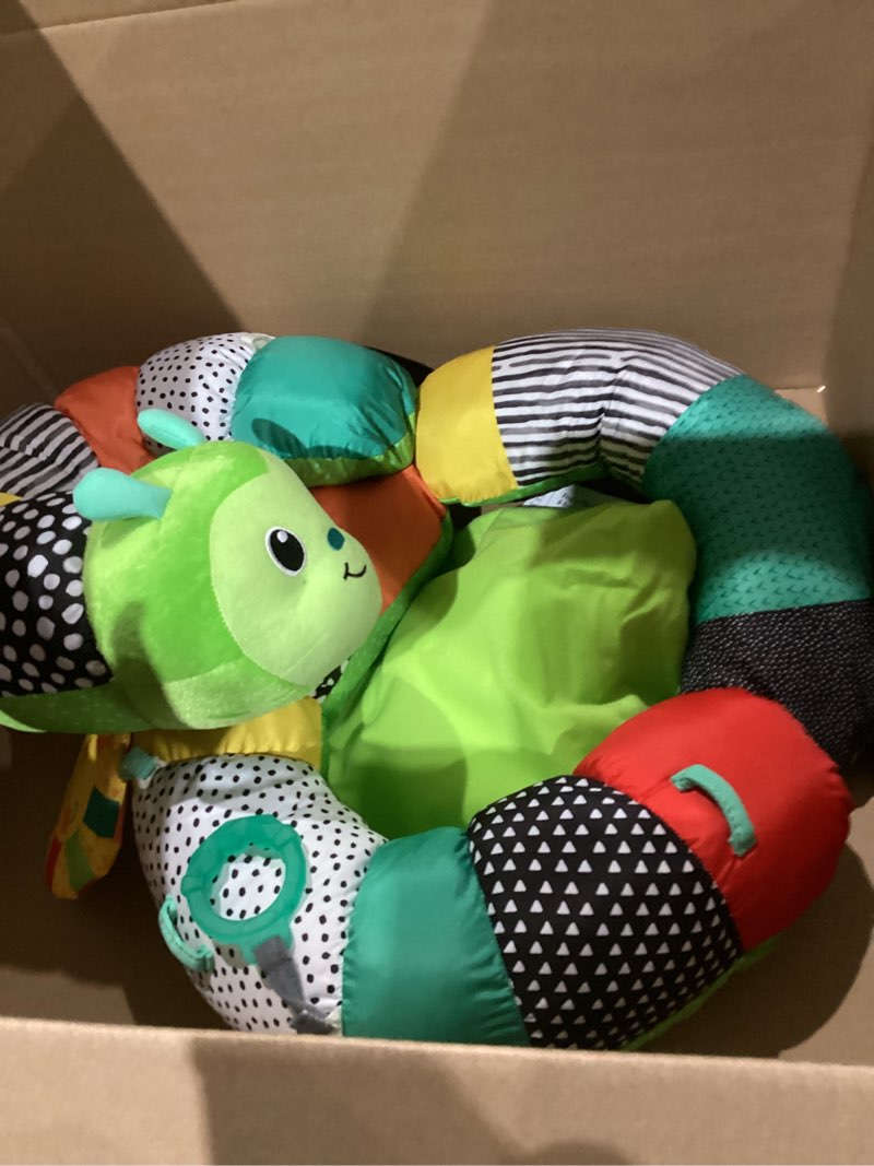 Condition photo showing As Is for Infantino Prop-A-Pillar Tummy Time & Seated Support, Baby Floor Seat for Tummy Time & Early Sitting, Soft, Supportive, Engaging Toys, Caterpillar