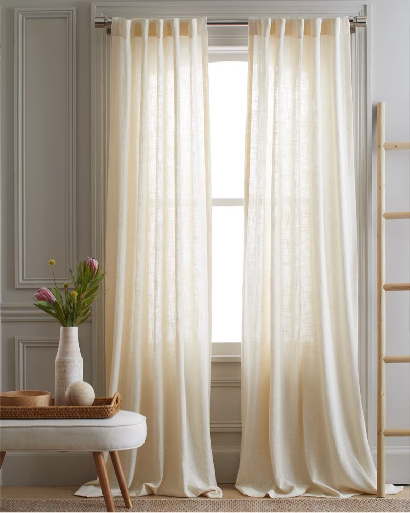 cotton sheer curtain set (set of 2) (48 in x 84 in )