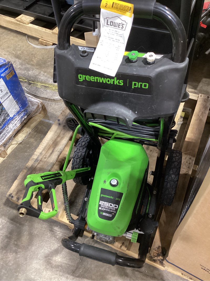 Condition photo showing New/Like New for greenworks 2500-psi 2-gpm cold water electric pressure washer with 5 spray tips item #6501469 | model #gpw2500