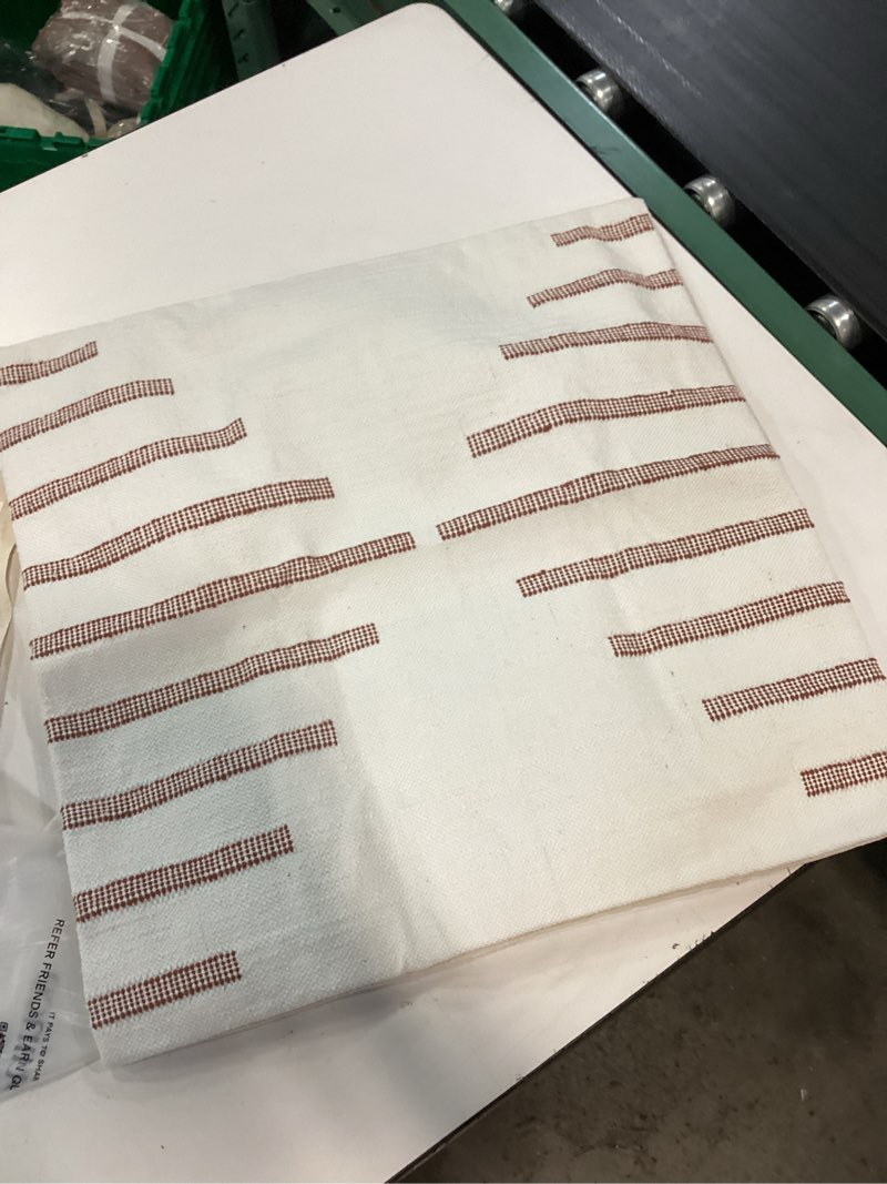 Condition photo showing Good Condition for bold stripe pillow cover color: terracotta size: 20x20 quantity: individual