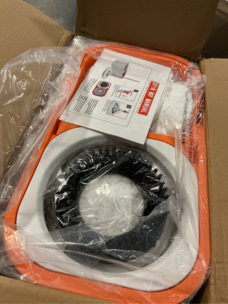 Condition photo showing Good Condition for Spin Mop Bucket with Wringer System Extended Mop Handle 61?Mop and Bucket for Floors Cleaning with 5 Replacement Head Refill 1 Cleaning Brush Head Spin Mop Set