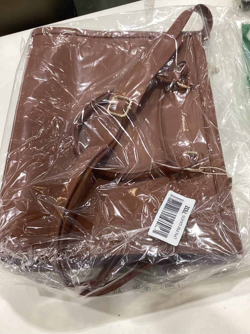 Condition photo showing New/Like New for lovevook laptop tote bag for women, office work bag briefcase fit for laptop, large capacity teacher bag handbag 15.6 inch leather/brown