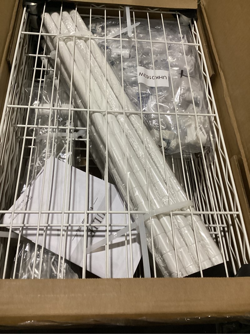 Condition photo showing Good Condition for ulif e1 heavy duty closet garment rack, 6 tiers adjustable metal freestanding expandable clothing storage with 4 hanger rods, easy to assemble wardrobe, 71.4" h x (70" - 88.2") l x 14" d, white