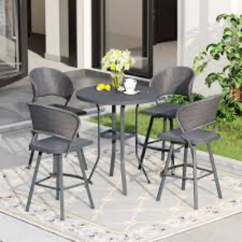 Tieshia round steel outdoor bar table