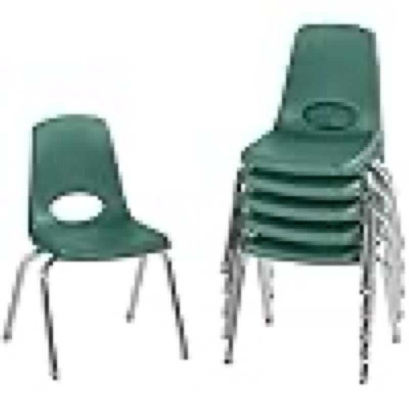 Factory Direct Partners 14\" School Stack Chair, Stacking Student Chairs with Chromed Steel Legs and Nylon Swivel Glides - Green 4 Pack (10364-GN)