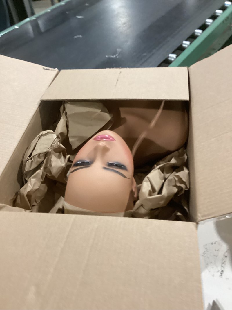 Condition photo showing Good Condition for Realistic Female Mannequin Head with Shoulder Display Manikin Head Bust for Wigs,Makeup,Beauty Accessories Displaying Light Brown