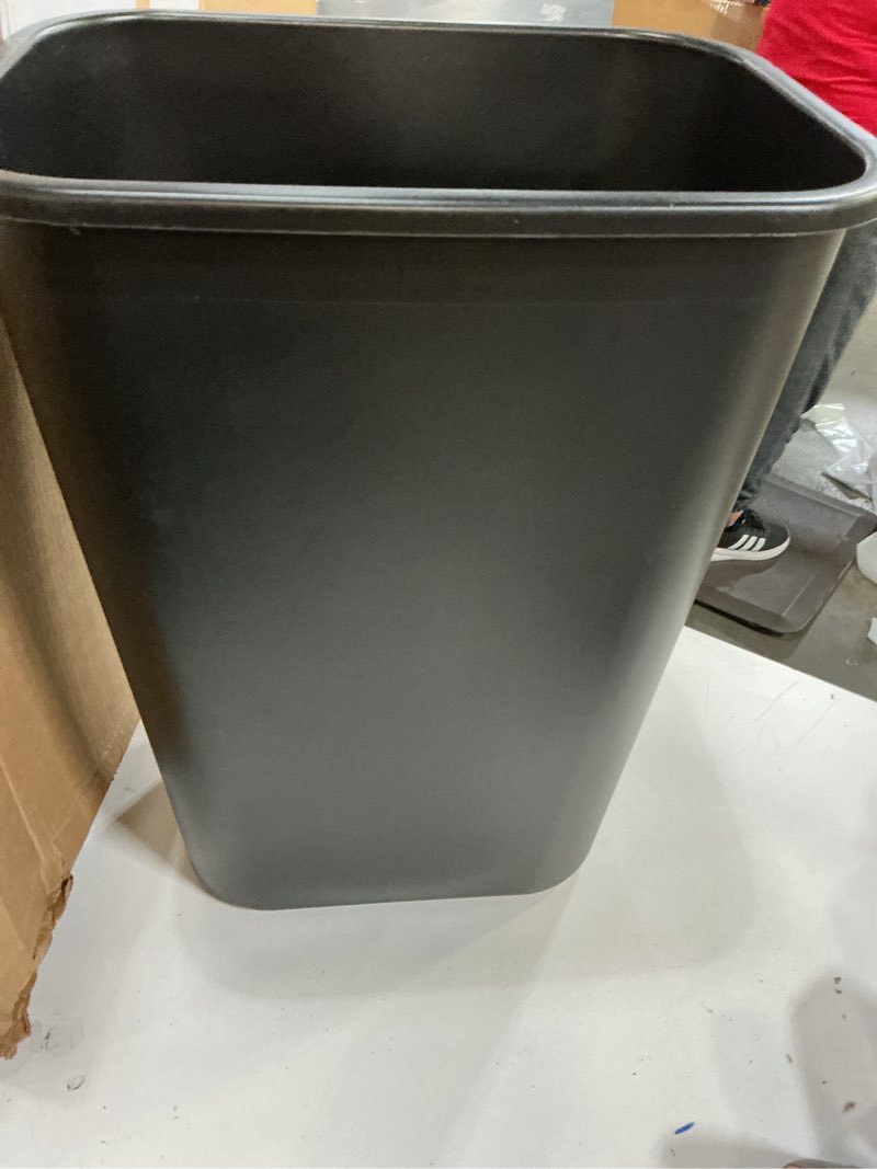 Condition photo showing Good Condition for rubbermaid commercial wastebasket trash container, 41qt/10.25 gal, plastic, black, stackable trash can for bedroom/bathroom/office, fits under desk/sink/cabinet 10.25 gallons black 1