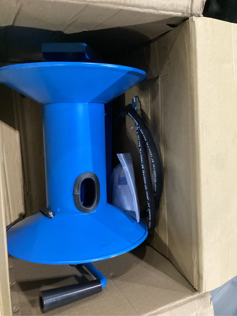 Condition photo showing Good Condition for ridge washer pressure washer hose reel 180ft, mounted heavy duty high power washer hose reel, 4000 psi manual crank hoses reel, 3/8'' whip hose