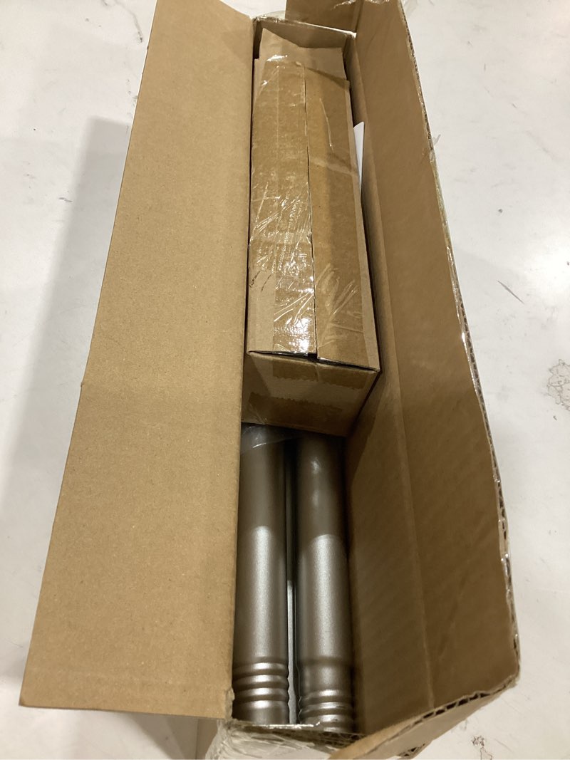 Condition photo showing New/Like New for simewin heavy duty curtain rods for windows 28 to 48 inches, 1 inch silver curtain rods for bedroom, living room, patio, kitchen, adjustable curtain rods with classic finials, silver finishing 28"-48" silver