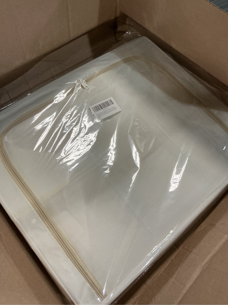 Condition photo showing Good Condition for ( similar ) clothes storage bins with metal frame foldable storage box clothes organizers storage containers for clothes sheets blankets books toys gifts and holiday decorations (66lx3 pack) 66l?19.7“x15.7\\\"x13\\\"?beige