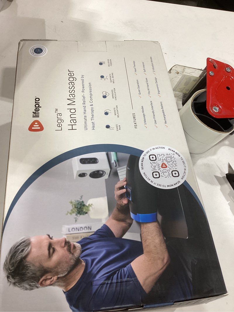Condition photo showing Good Condition for LifePro Legra Hand Massager with Heat and Compression - Finger, Wrist, and Palm Massager with 5 Modes - Pressure Point Therapy for Sensitive Hands, Relaxation, and Comfort 5 Modes Black