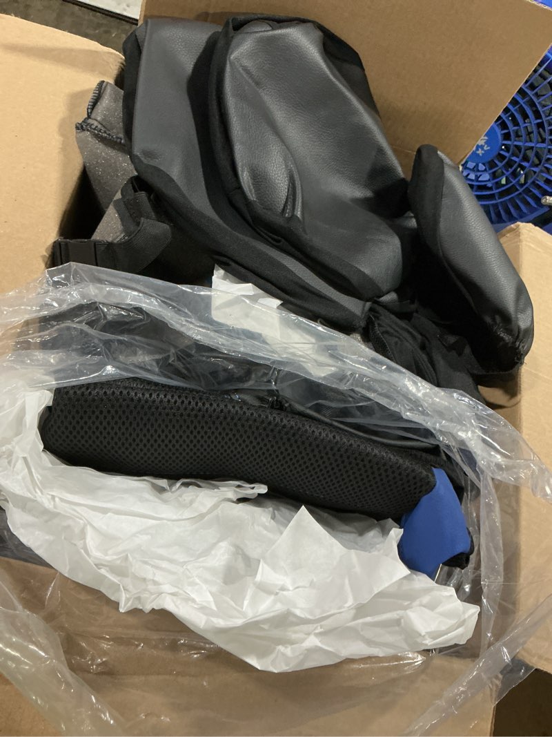 Condition photo showing As Is for coverado seat covers full set, luxury diamond leather car seat cover with carbon fiber textured design, waterproof car seat protector, black&blue front and rear seat covers universal fit most cars blackblue full set
