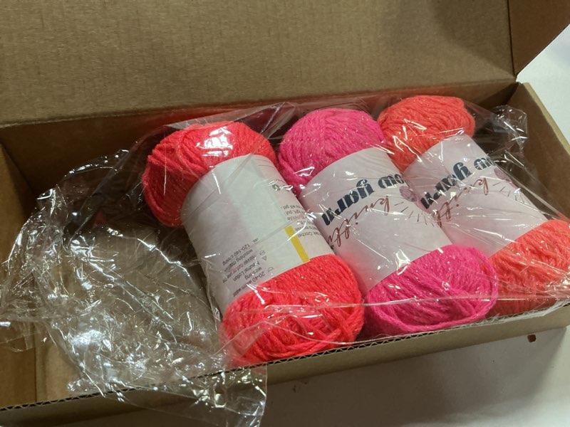 Condition photo showing As Is for Acrylic Glow in The Dark Yarn - 5 Pack Pink (Total 5.3oz | 400 Yards), Knitting & Crochet Thread for DIY Crafts, Christmas Gifts, Doll Making. 5P Red Colorful