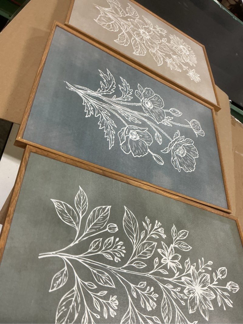 Condition photo showing Good Condition for anyzal large boho botanical framed wall art 16x24 inch minimalist floral canvas wall decor farmhouse plant art prints for living room bedroom dining room set of 3
