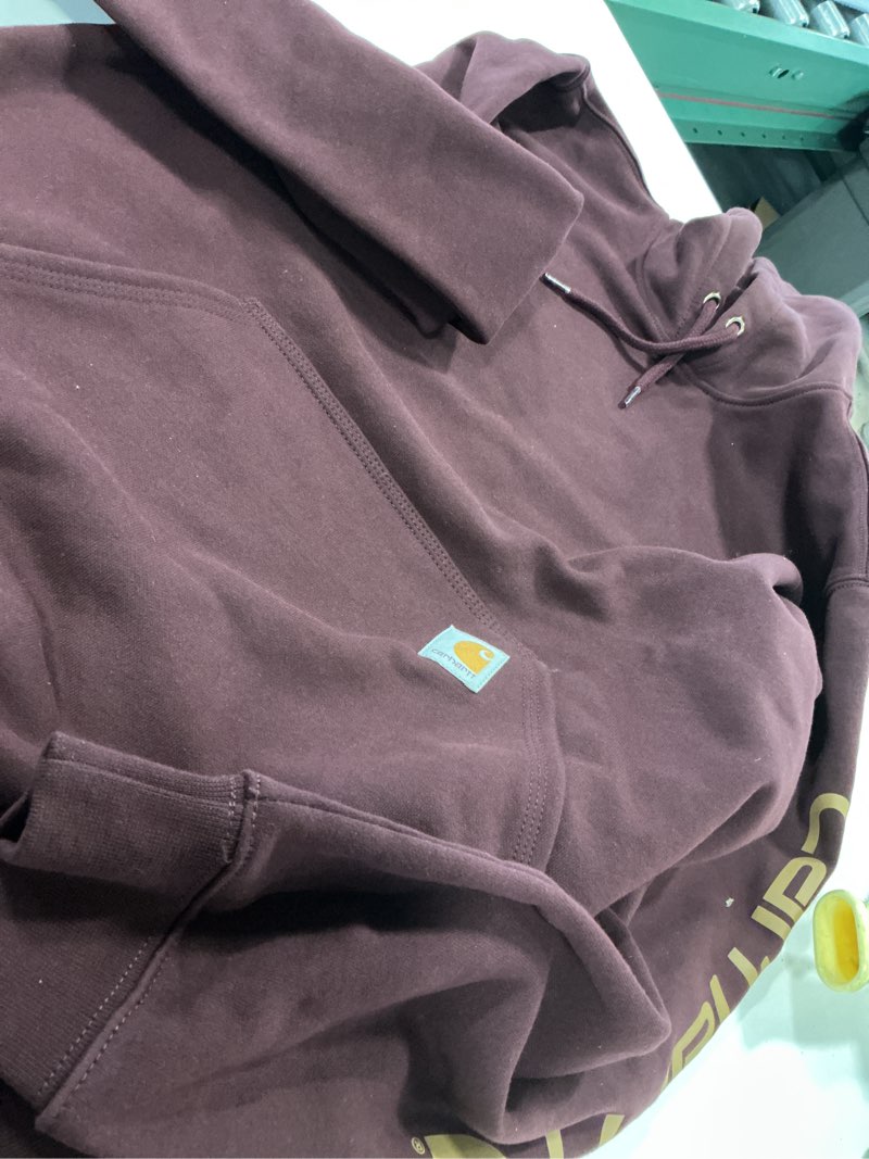 Condition photo showing As Is for Carhartt Men's Rain Defender Loose Fit Midweight Logo Graphic Sweatshirt Small Dark Sepia