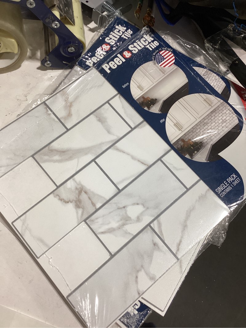 Condition photo showing As Is for Peel&Stick Mosaics Peel/Stick Calacatta Gold 10-in x 10-in Matte PVC Subway Wall Tile 