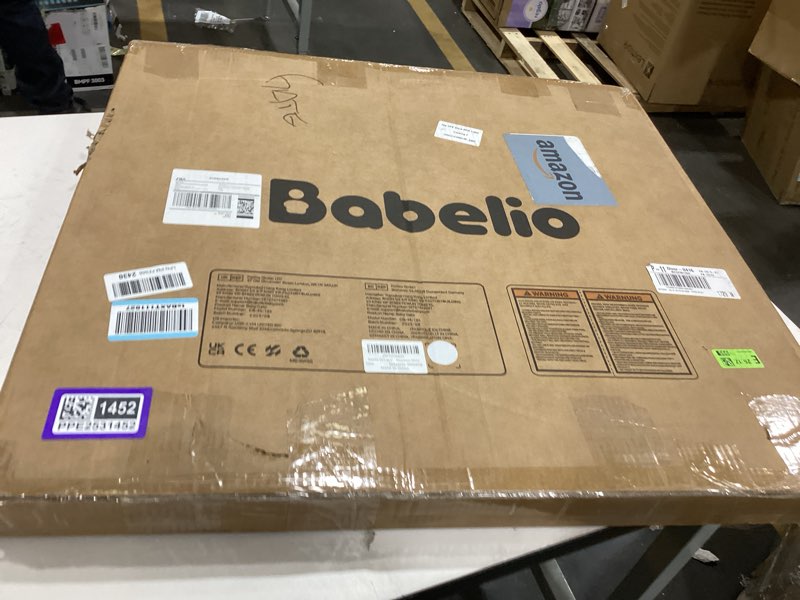 Condition photo showing New/Like New for Babelio 29.7-46.5" No Bottom Bar Baby/Dog Gate for Stairs, House and Doorways, Auto Close Safety Pet Gates with Large Walk Thru Door, Hardware Mount, White Boundless - White 29.7-46.5"W x 28"H