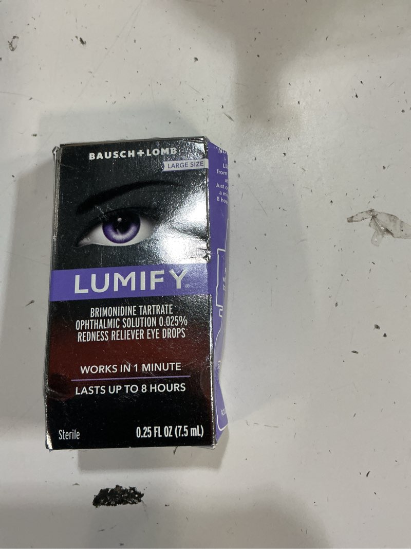 Condition photo showing New/Like New for l(01/2028)umify eye drops for red eyes, redness reliever for brighter looking eyes, works in 1 minute & lasts up to 8 hours, eye drops, 0.25 fl oz (7.5ml)