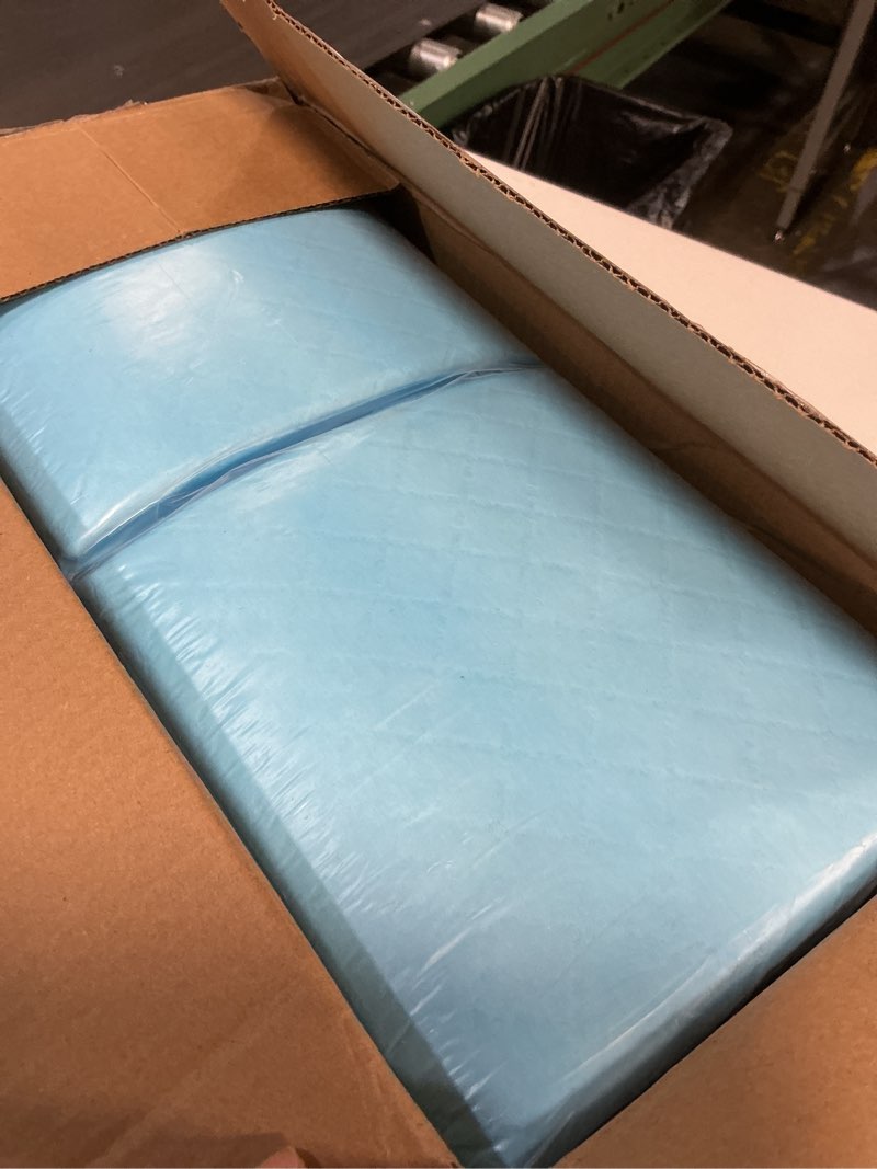 Condition photo showing New/Like New for Amazon Basics Heavy Duty Dog and Puppy Pee Pads, 5-Layer Leak-Proof Ultra Absorbent, Quick-Dry Surface, Potty Training, Regular (24x23"), 50 Count, Blue & White 24 x 23 Inches 50.0