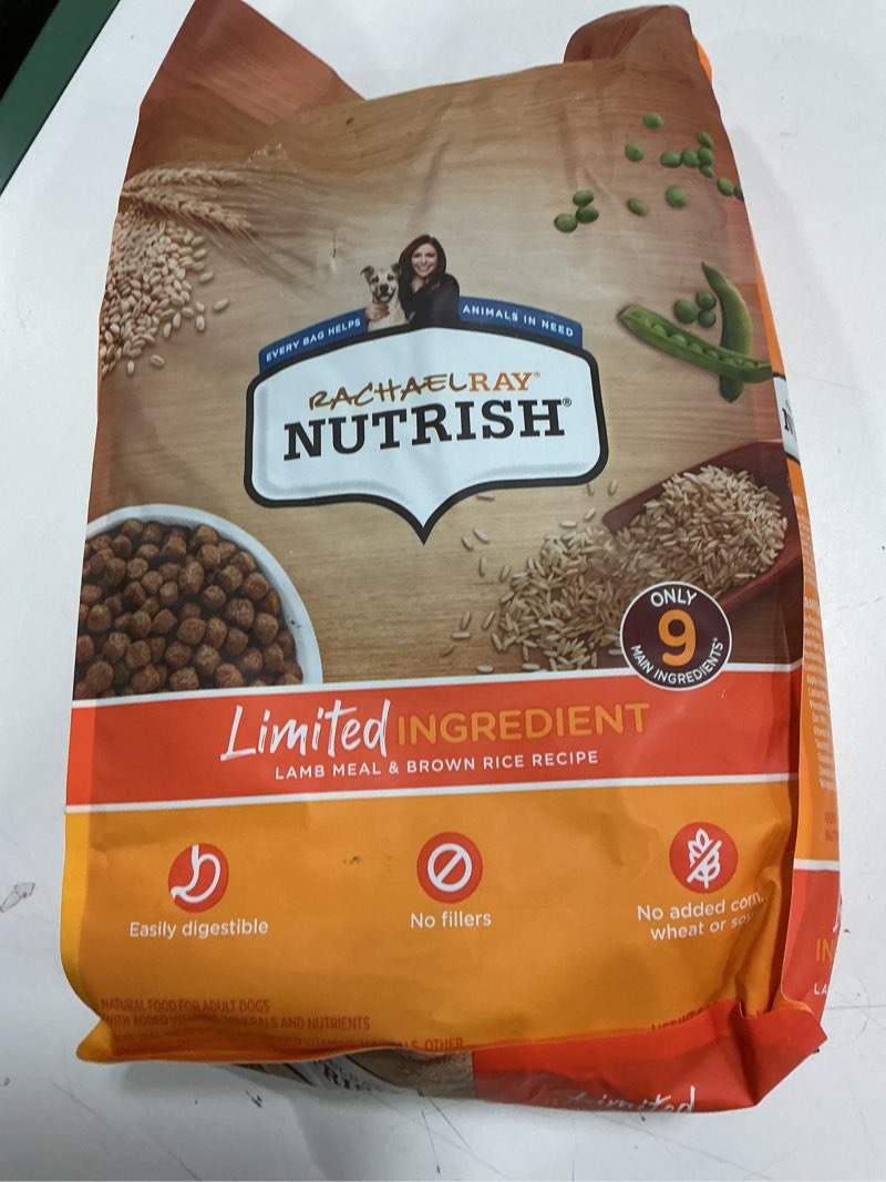 Condition photo showing New/Like New for (BB. Mar 14-2026) Rachael Ray Nutrish Limited Ingredient Diet Lamb Meal & Brown Rice Recipe, Lamb Meal & Rice, 6.00 Pound (Pack of 1) (Packaging Design May Vary) Lamb Meal & Brown Rice 6 Pound (Pack of 1)
