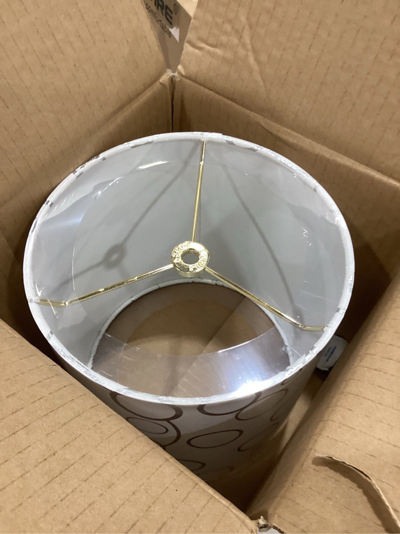 Condition photo showing Good Condition for Aspen Creative 31234A, Transitional Drum (Cylinder) Shape Spider Construction Lamp Shade in White, 8" wide (8" x 8" x 8")