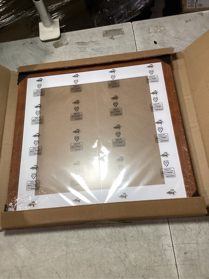 Condition photo showing New/Like New for 15x15 frame,Distressed Farmhouse Wood Pattern 15x15 frame with mat 12x12,Horizontal and Vertical 15 x15 picture frame,Plexiglass,Wall Décor,Teak Wood Grain,1Pack Teak 15x15