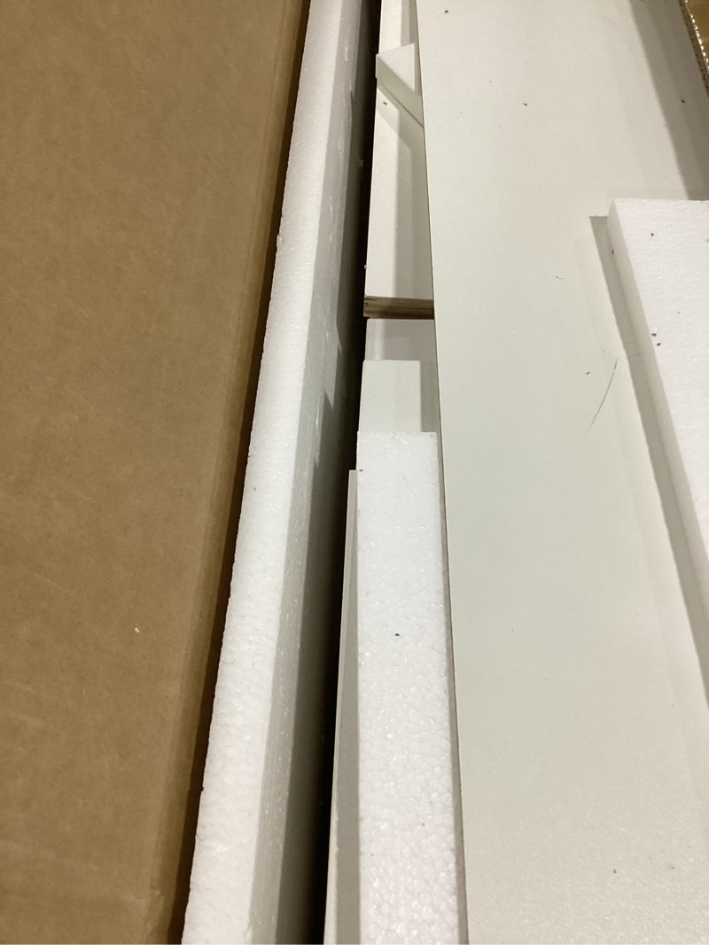 Condition photo showing Good Condition for Clikuutory Modern Lighting 63 inch TV Stand with Large Storage Drawer for 50 55 60 65 70 75 Inch TVs, TV Console with 20 Color LED Lights, Entertainment Center Media and Open Shelf for Bedroom, White 63”W×14”D×18”H White