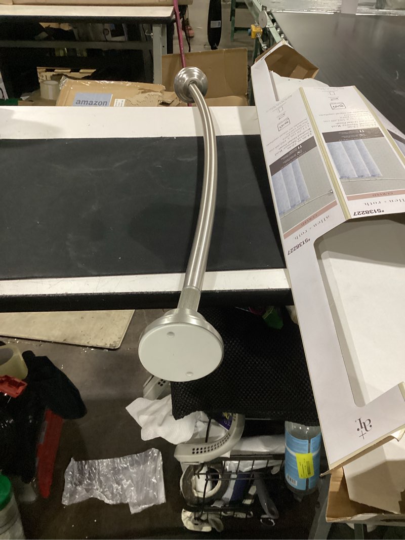 Condition photo showing Good Condition for allen + roth 44-in to 72-in brushed nickel fixed or tension single curve adjustable shower curtain rod