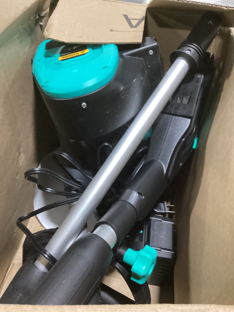 Condition photo showing As Is for Garvee 12" Cordless Snow Shovel - Snow Shovel for Driveway, 16.5 ft Snow Throwing Distance, 20V 1 * 4.0Ah Battery & Quick Charger, Adjustable Handle, for Walkways Deck Stair Snow Removal 12 In Cordless