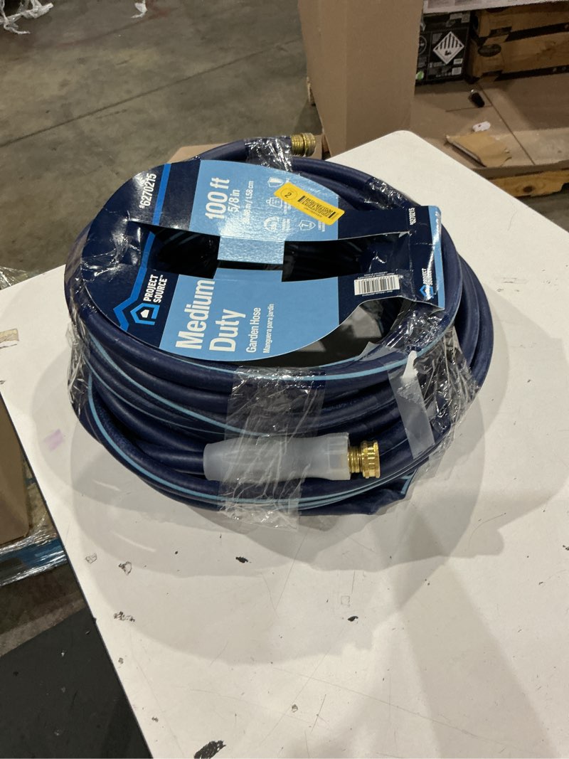 Condition photo showing As Is for project source 5/8-in x 100-ft medium -duty vinyl blue hose