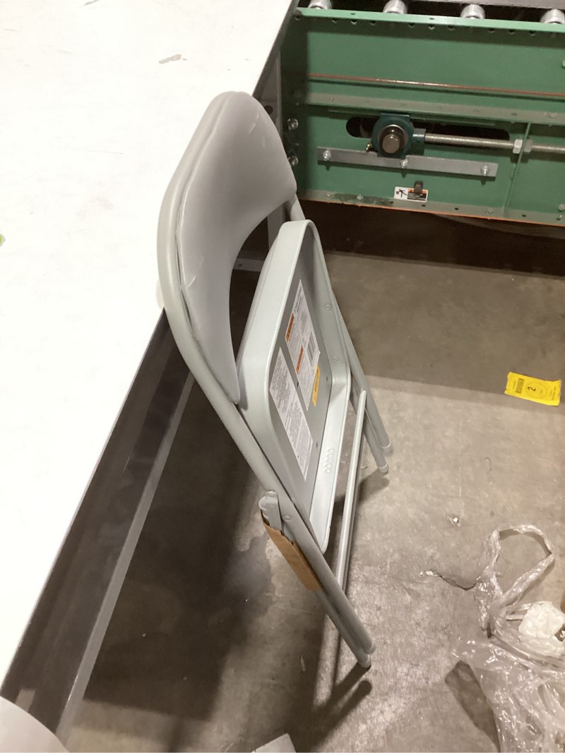 Condition photo showing As Is for Cosco Gray Residential Standard Metal Folding Chair with Padded Seat (Indoor)