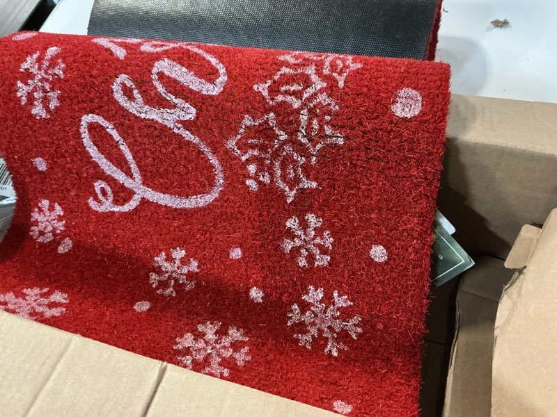 Condition photo showing As Is for LuxUrux Extra Large Merry Christmas Welcome Mat Outdoor Coco Coir Doormat, with Heavy-Duty PVC Backing, Perfect Color/Sizing for Outdoor/Indoor uses. (24'' x 36'' Inch, Merry Christmas) 24'' x 36'' Merry Christmas