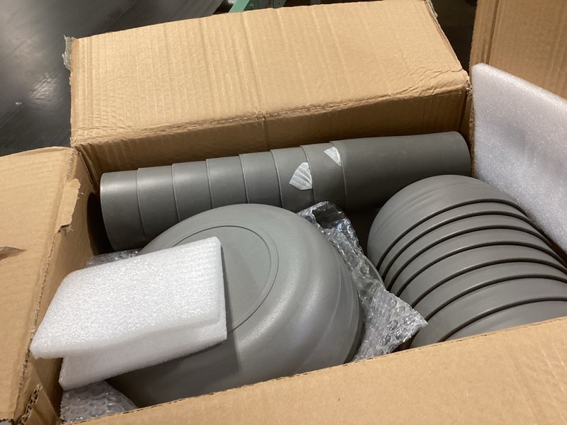 Condition photo showing Good Condition for Teivio 32-Piece Kitchen Plastic Wheat Straw Dinnerware Set, Service for 8, Dinner Plates, Dessert Plate, Cereal Bowls, Cups, Unbreakable Colorful Plastic Outdoor Camping Dishes, Grey Gray