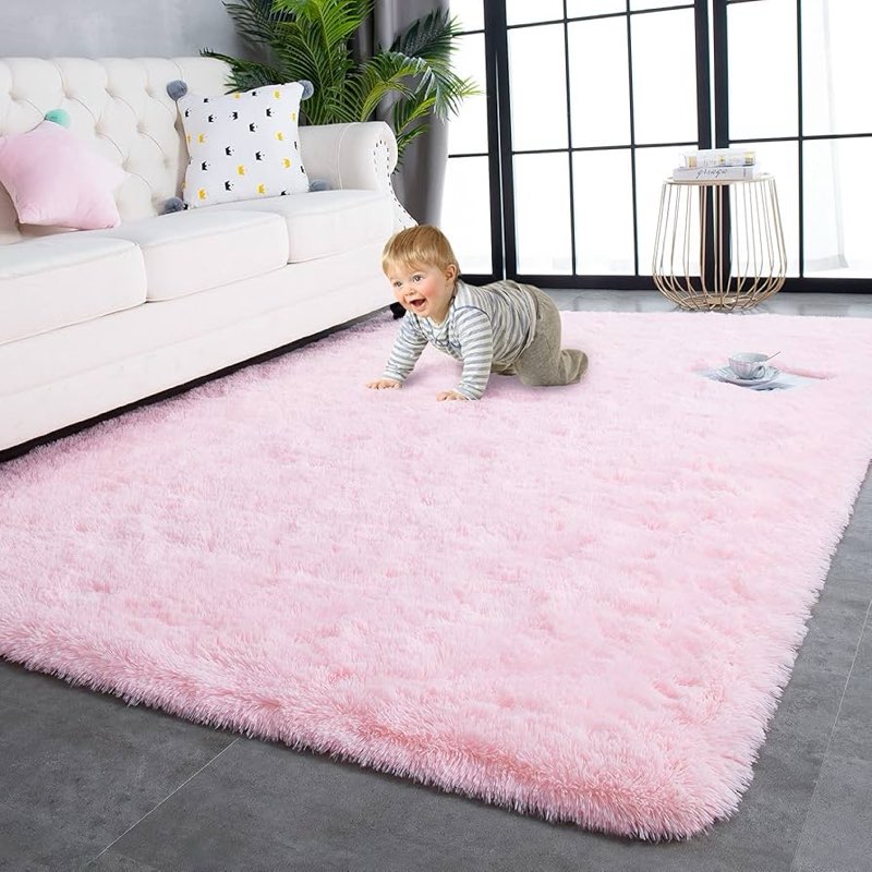 Gray Rabbit Plush Area Rug for Bedroom Living Room Sofa,4'X6' Faux Fur Fluffy Shaggy Rectangular Square Rug for Kids Teen Girls Room,Furry Carpet Rug for Nursery Baby Room Decor for Teenage Grey 4' x 6' (Rectangular)