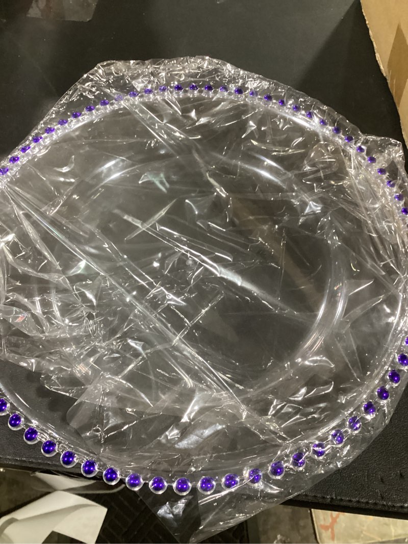 yjyqhyx 24 pack clear charger plates with beaded rim, 13 inch plastic chargers for dinner plates acr