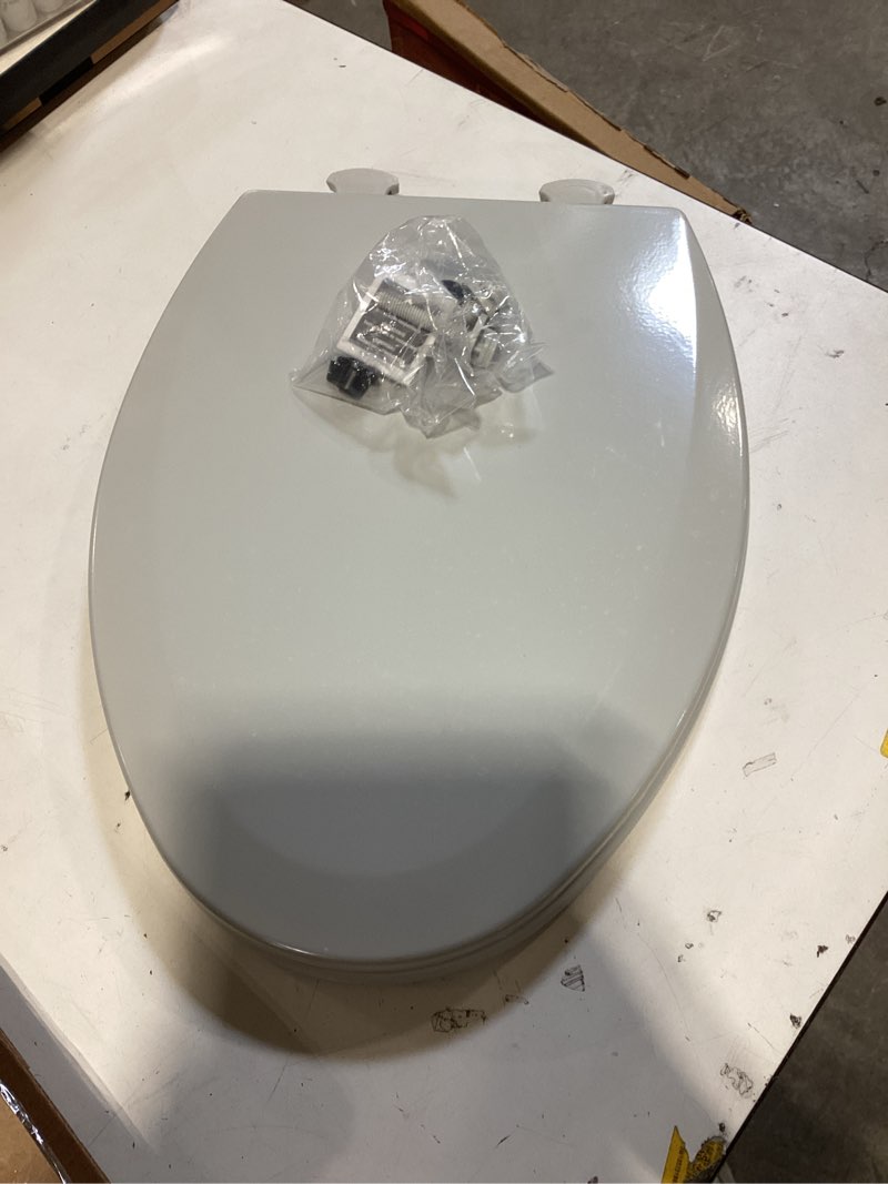 Condition photo showing Good Condition for bemis 1500ec durable wood toilet seat with easy clean hinges, made in usa, elongated, ice grey elongated 1-pack elongated