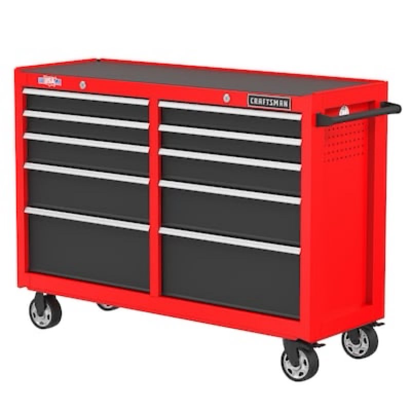 craftsman 2000 series 52-in w x 38.05-in h 10 -drawer steel rolling tool cabinet ( red )