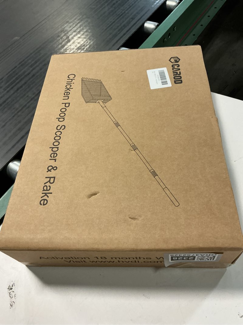 Condition photo showing New/Like New for updated chicken poop scooper and rake, 2-in-1 chicken poop litter scoop sand rake, stainless steel handle (43–73"), litter scooper & sand sifting shovel, good for chicken coops & farm animals scoop