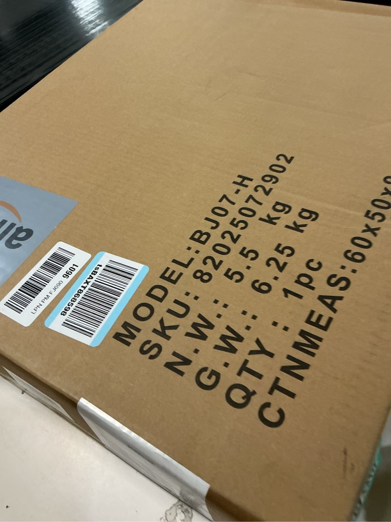 Condition photo showing As Is for Round Side End Table - Wood Accent Coffee Table for Living Room, Modern Circle Nightstand with Pedestal for Small Spaces Bedroom Sofa, Vintage Corner Couch Bedside Table (Rustic Brown)