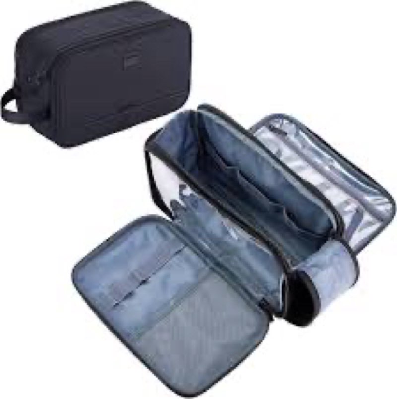 ZEEMO Travel Toiletry Bag for Men, Medium Water-Resistant Double-Sided Full-Open Dopp Kit, Versatile