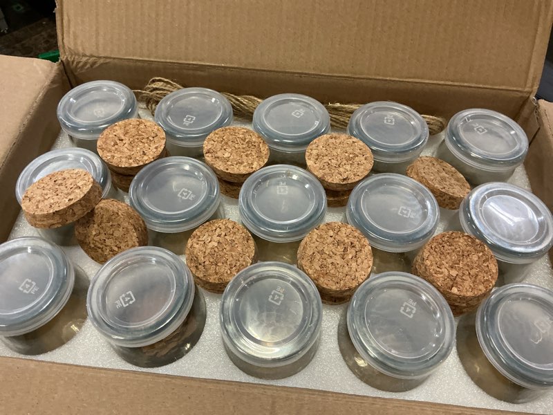 Condition photo showing Good Condition for brajttt mini yogurt jars 30 pack, 7 oz glass favor jars with cork lids, pudding containers with lids, mason jar wedding favors honey pot with label tags and string 30pack