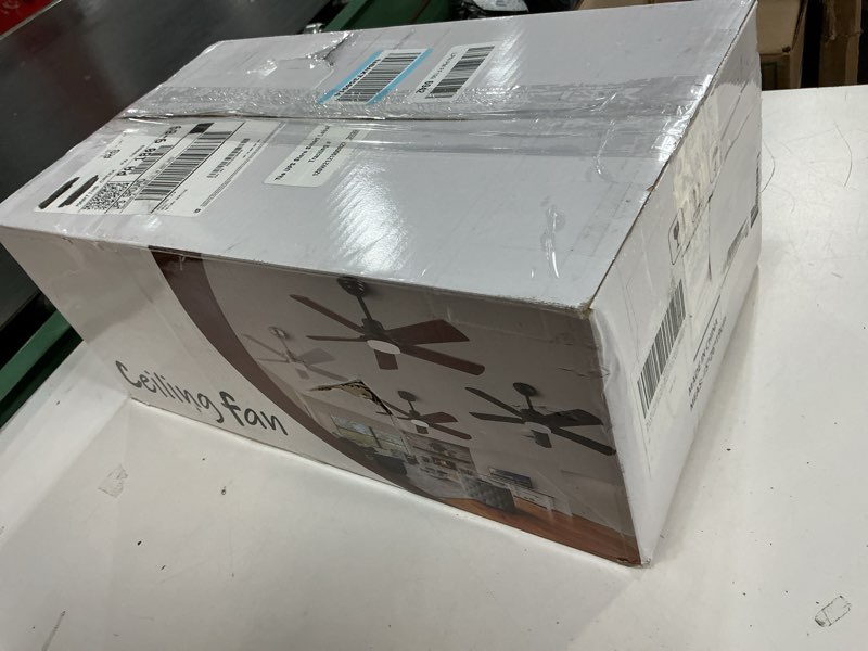 Condition photo showing New/Like New for 42" lighted ceiling fan, solid wood ceiling fan, with remote control and dc motor, 5 blades, suitable for living rooms, bedrooms, farmhouses, hallways, indoor and outdoor ceiling fans - black + walnut 42-inch black + walnut